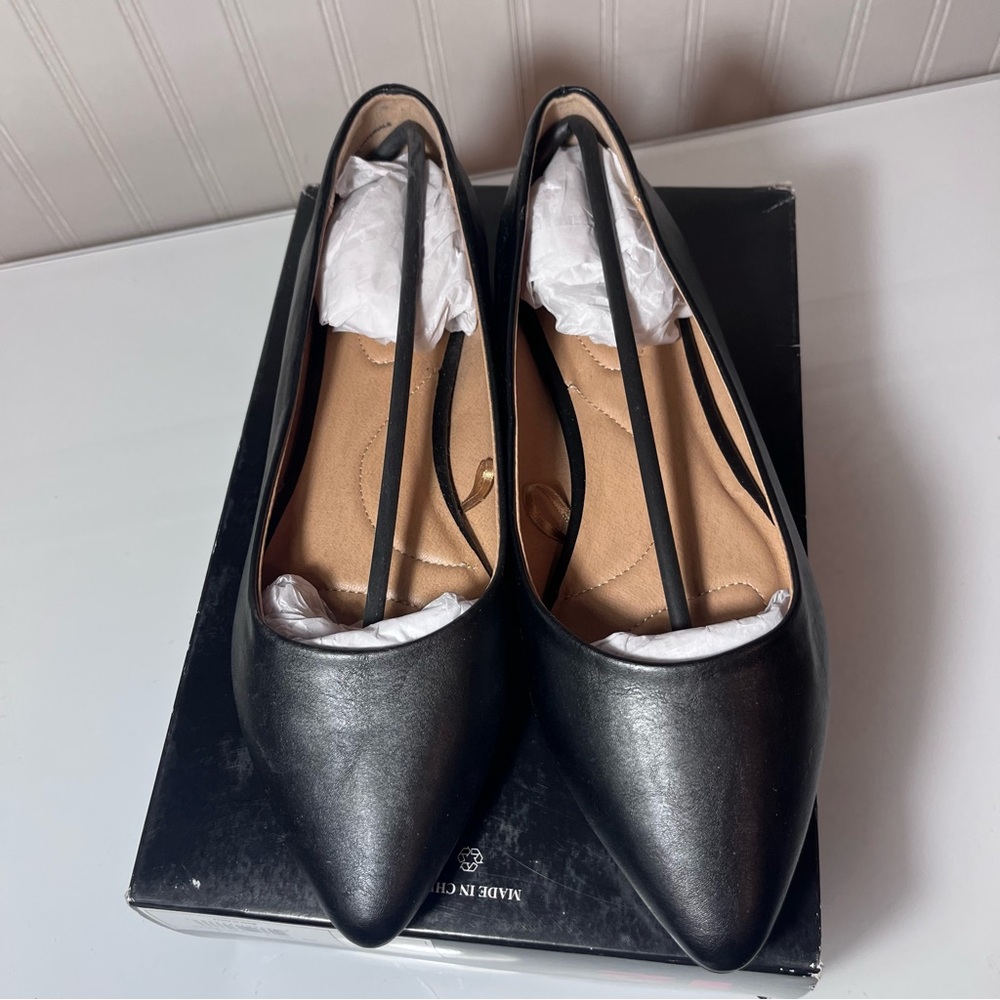 Lane Bryant Black Pointed Toe Dream Cloud Ballet Flats Faux Leather Size 10W New - Picture 5 of 11